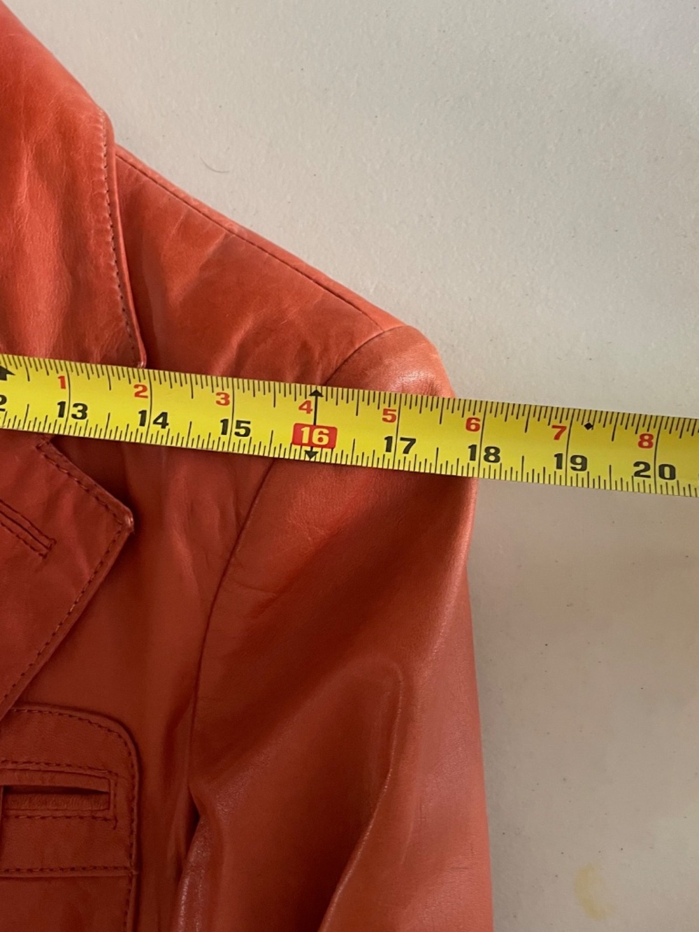Vintage Saxony Burnt Orange Leather Blazer with Patch Pockets, Men's 36 - Picture 12 of 12